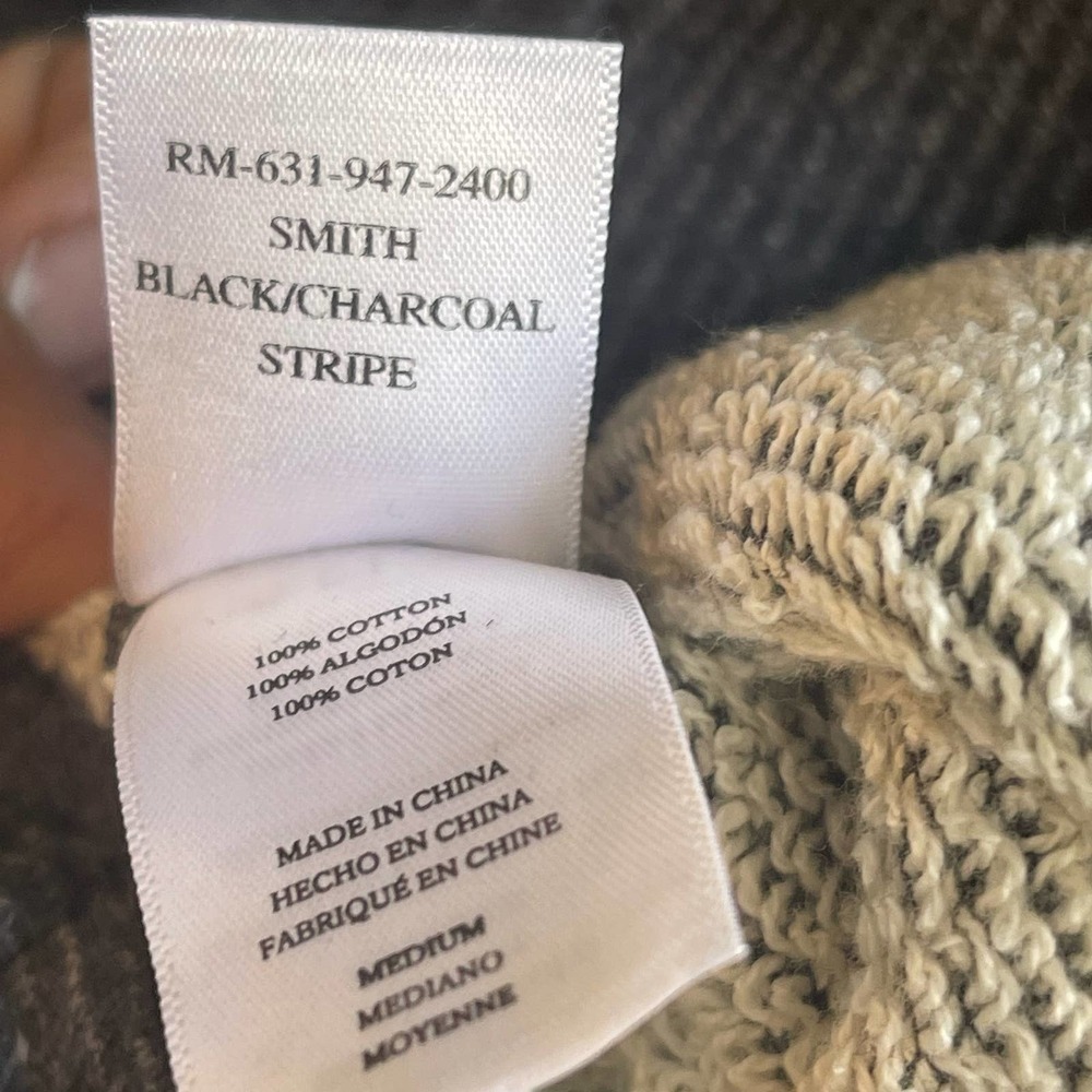 Rails Smith Striped Pullover Hoodie Long Sleeve Black Men's Size Medium NWT - Picture 9 of 10